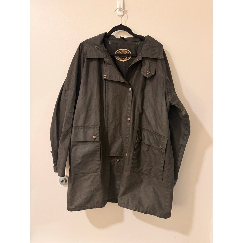 RARE VINTAGE Deadstock Australian Outback Oilskin Gray Heavy Jacket Size L